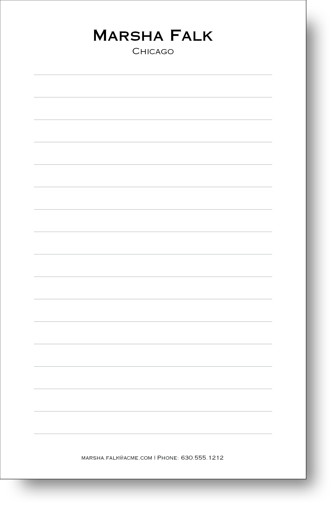 Black and white notepad with a lined background.