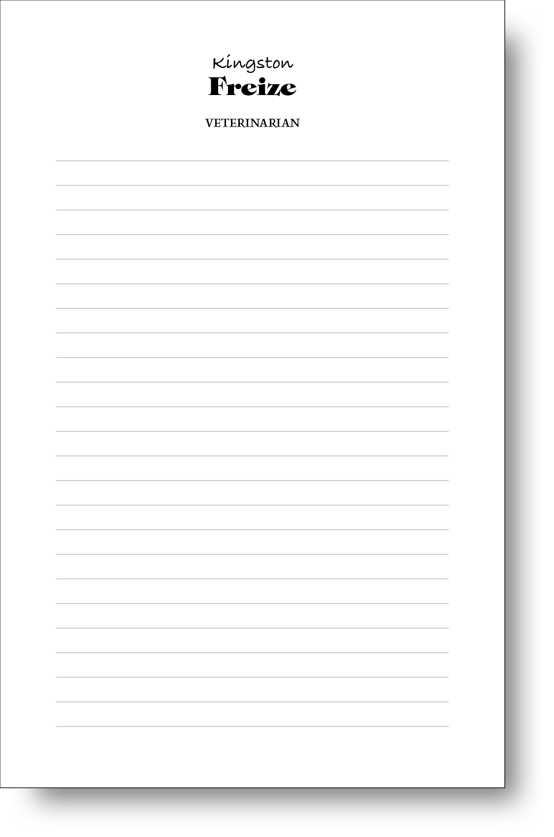 Black and white notepad with a lined background.