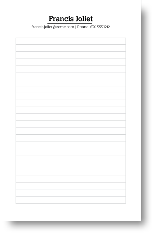 Black and white notepad with a lined background.