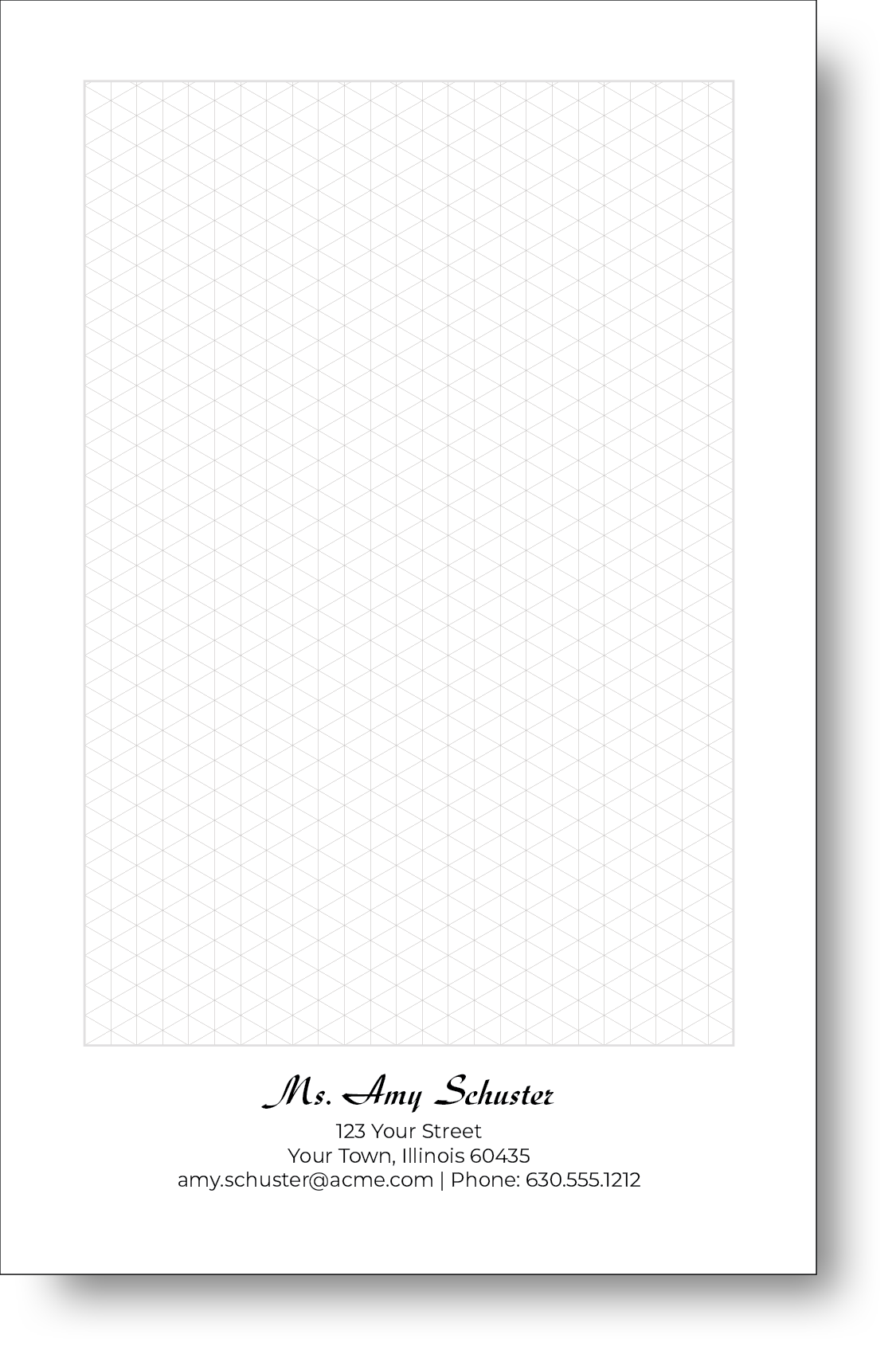 Black and white notepad with a diamond shaped pattern in the background.
