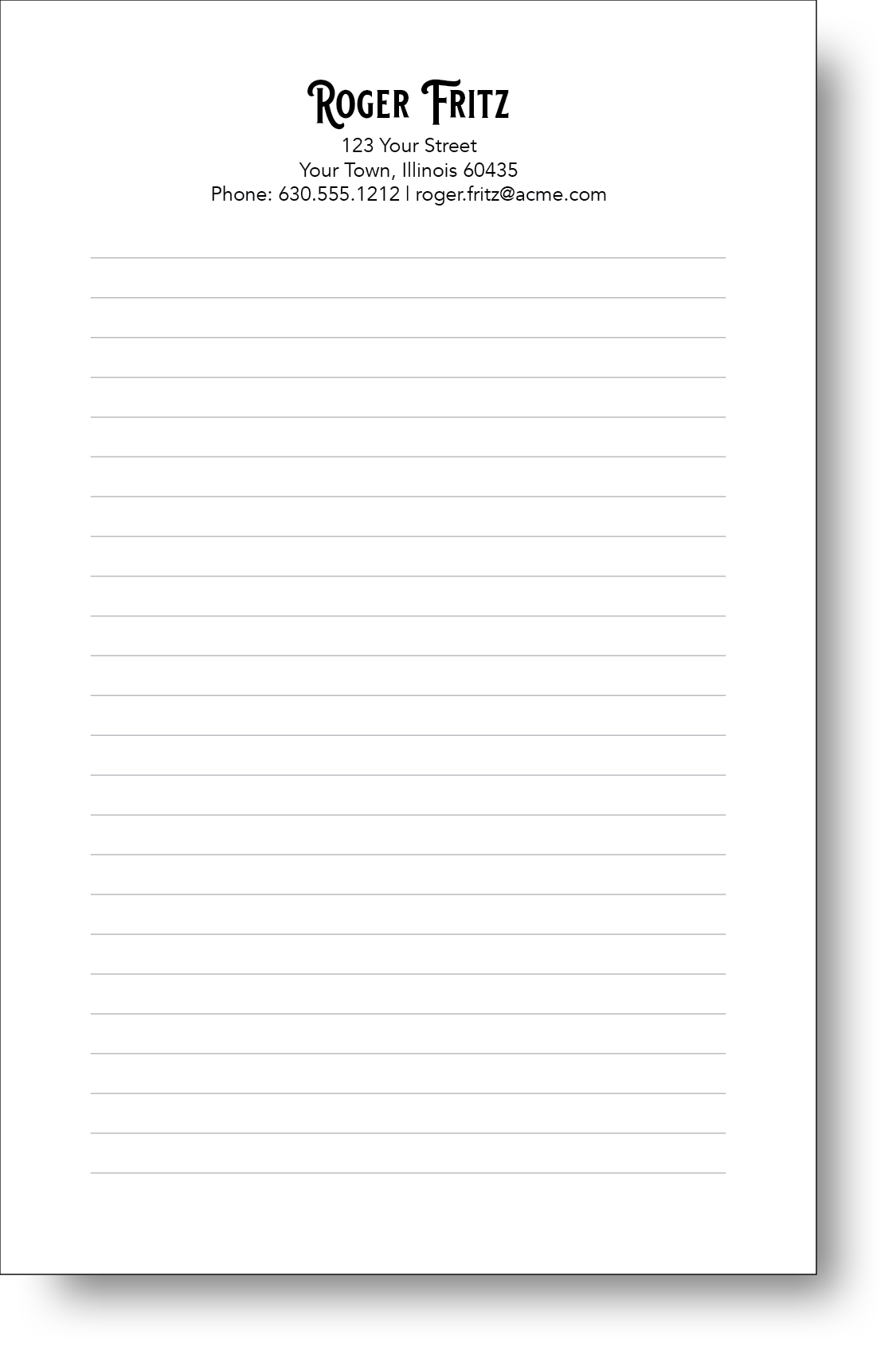 Black and white notepad with a lined background.