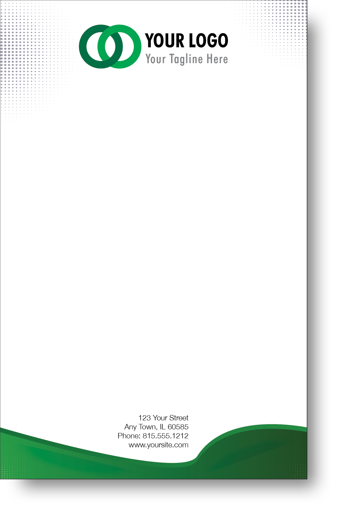 A colorful company branded notepad prominently displaying a logo and contact information.