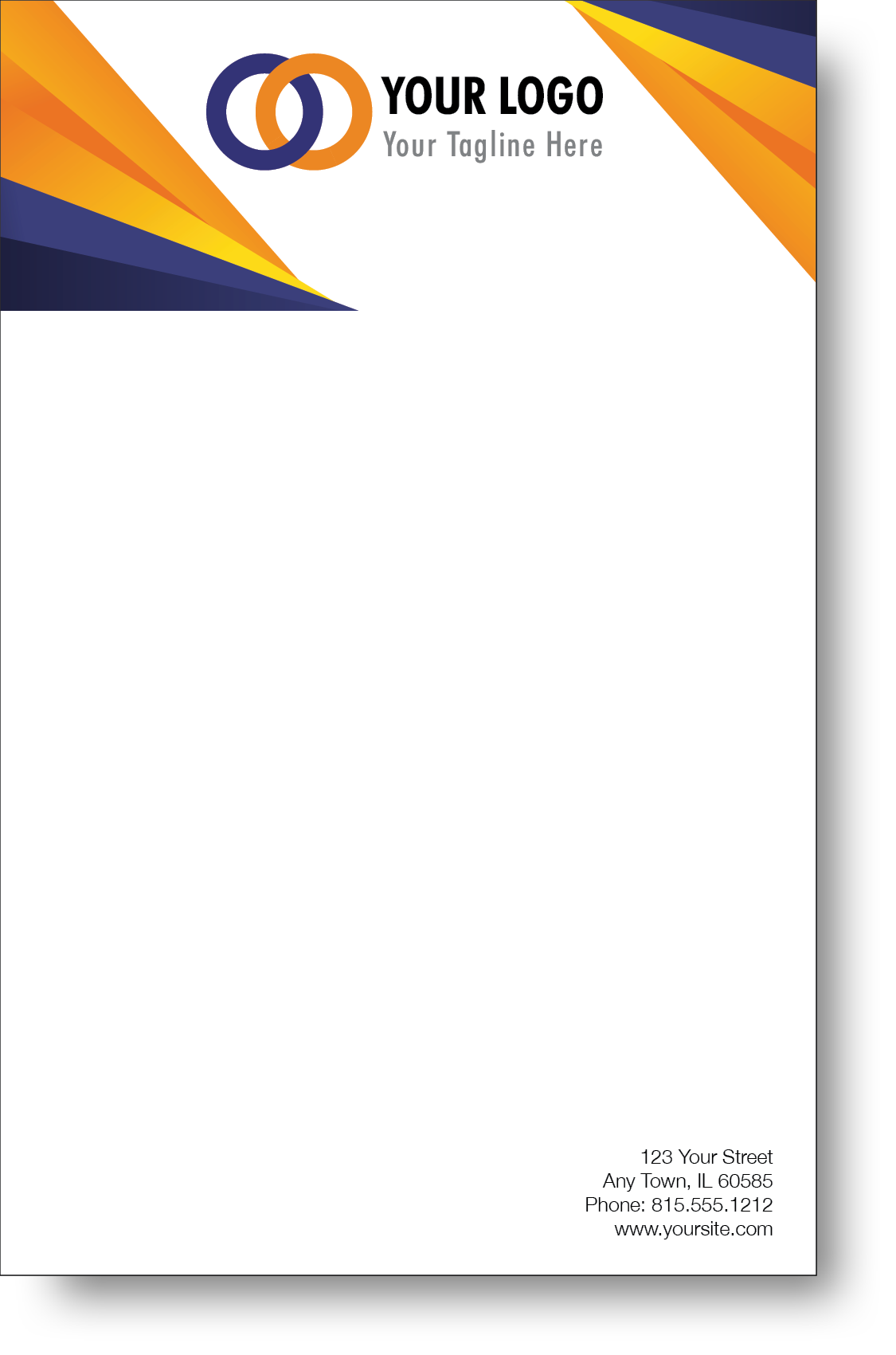 A colorful company branded notepad prominently displaying a logo and contact information.