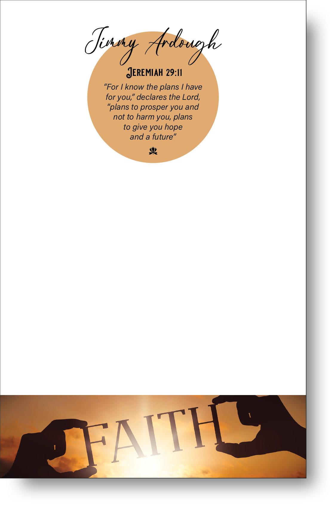 A colorful personalized Christian themed notepad.