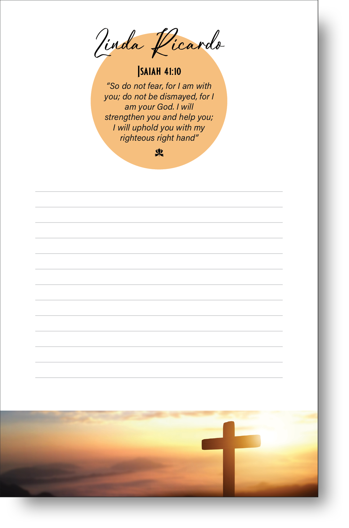 A colorful personalized Christian themed notepad.