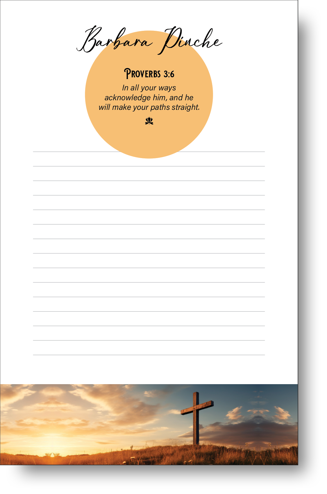 A colorful personalized Christian themed notepad.